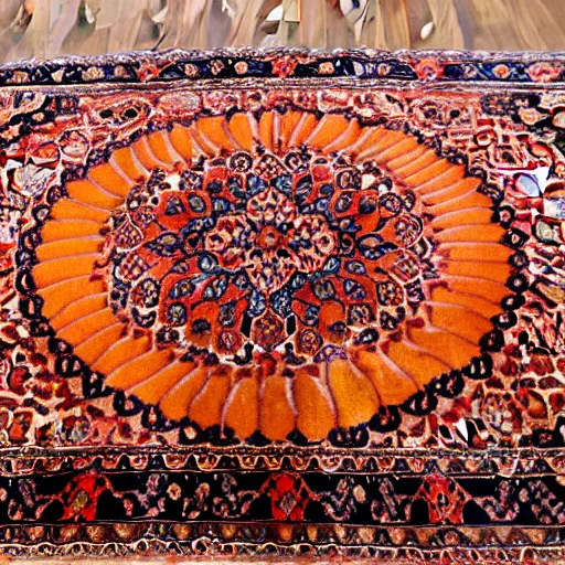 Image similar to closeup photo persian rug with mango fruits ornament