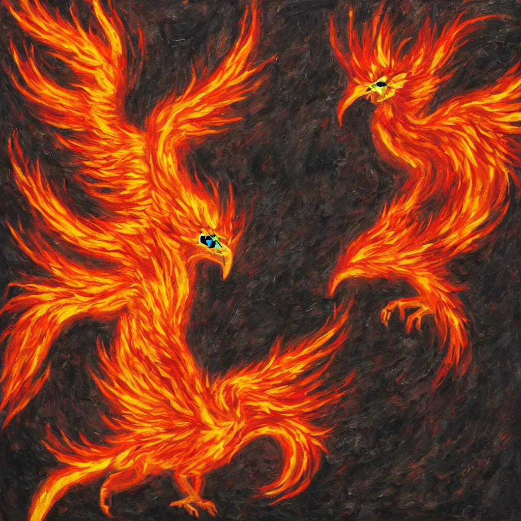 Prompt: A fiery phoenix rising