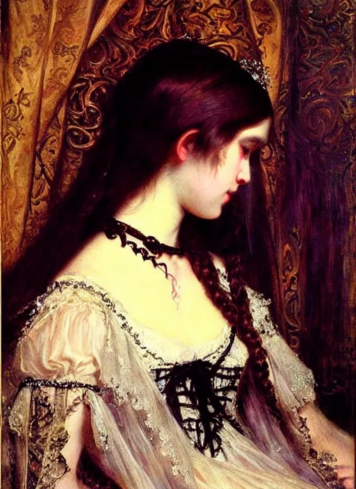 Prompt: gothic princess portrait. by william henry hunt * *, highly detailded