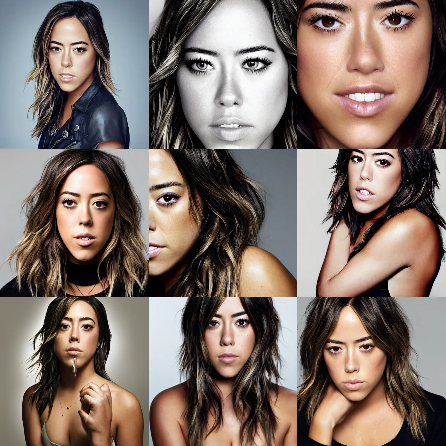 Prompt: close - up photo of chloe bennet by martin schoeller