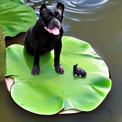 Image similar to bingus and bongus sitting on a lily pad