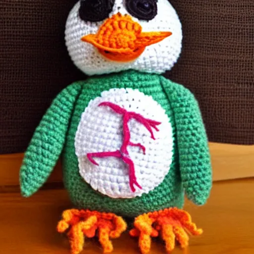 Image similar to crocheted penguin doll,