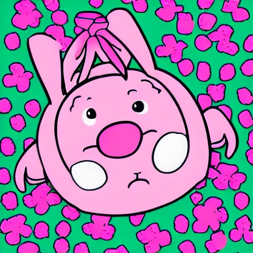 Image similar to illustration pink bunny, cartoon, funny