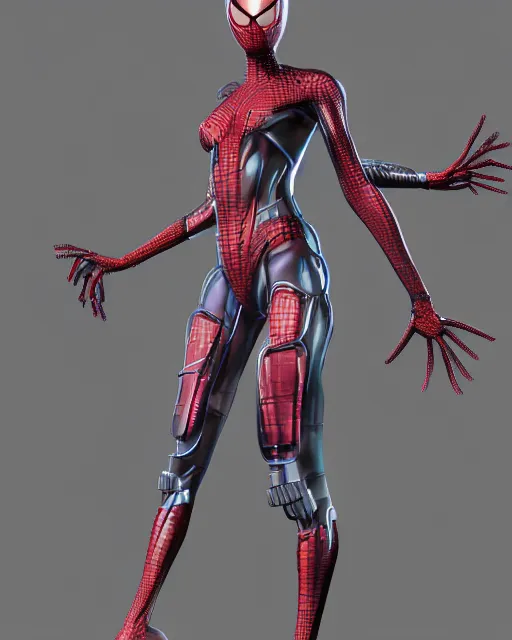 Prompt: spiderlike woman with cybernetic extra arms, trending on artstation