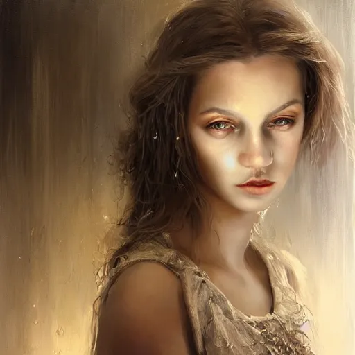 Image similar to detailed portrait of greek girl, spring light, painting by lise deharme