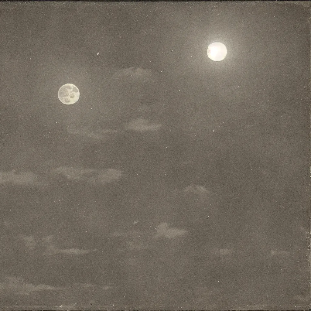 Image similar to daguerrotype of the full moon taken in 1836, grainy, ultra realistic, 8k resolution