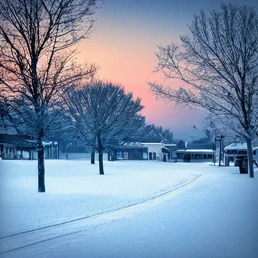 Image similar to small town, winter, dawn