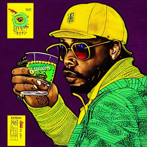 Image similar to a gangsta rap mixtape cover art for the drink sprite, highly detailed