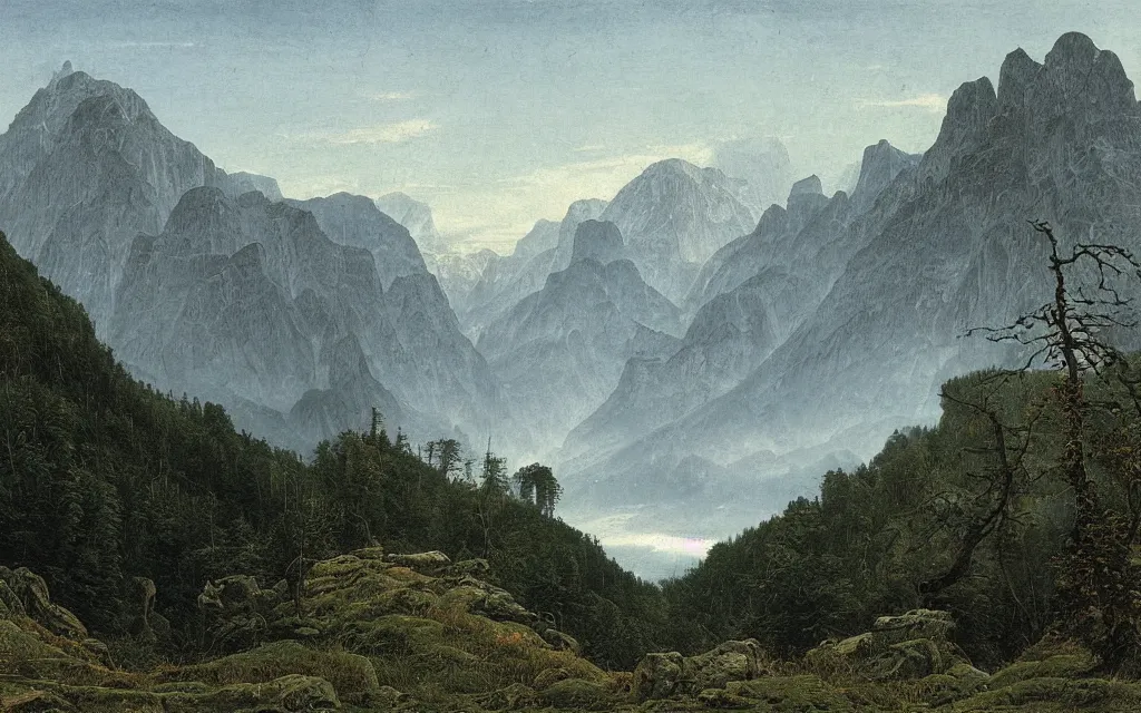 Prompt: berchtesgaden by caspar david friedrich