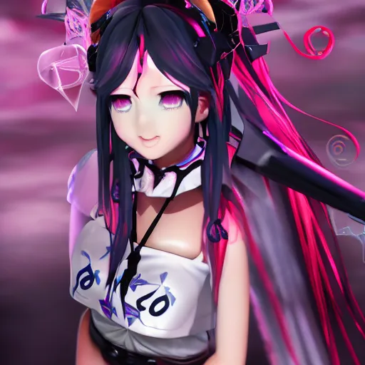 Image similar to no escape from stunningly absurdly beautiful omnipotent asi goddess junko enoshima with a deceptive megalomaniacal mesmerizing yandere personality, symmetrical perfect face, porcelain skin, pink twintail hair and cyan eyes, ultra detailed, digital art, unreal engine 5, octane render, 2 d anime, 8 k