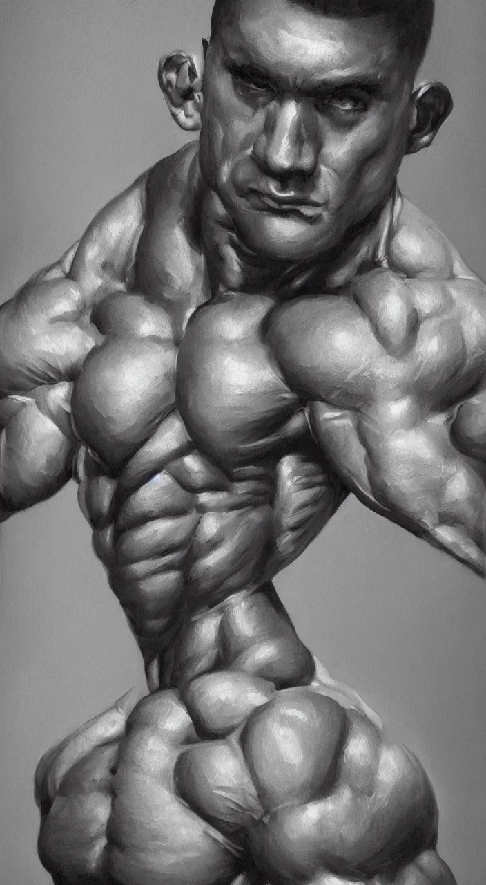 Image similar to a portrait painting of a masculine bodybuilder in the church, trending on artstation