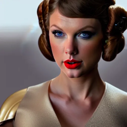 Image similar to Portrait of Taylor Swift as Princess Leia in Star Wars, professional digital painting, smooth, sharp focus, Unreal Engine 5, 8K