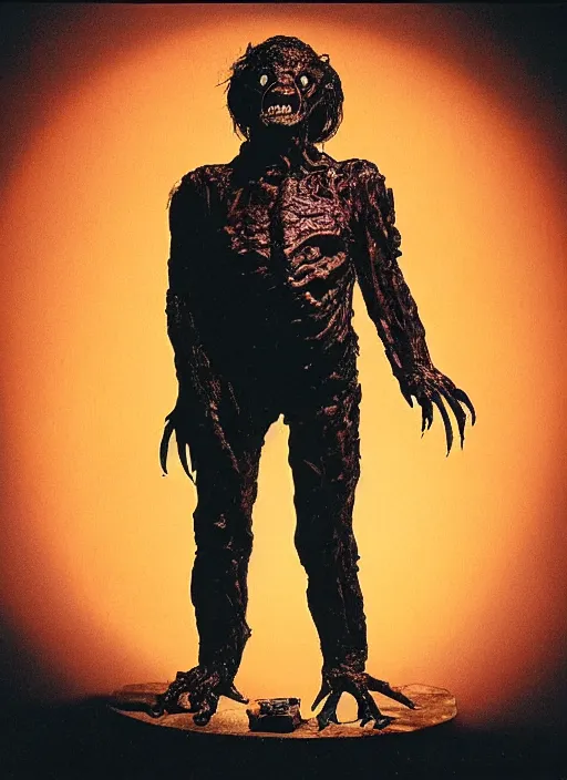 Prompt: a human monster in the middle of the night horror practical fx by tom savini and dario argento