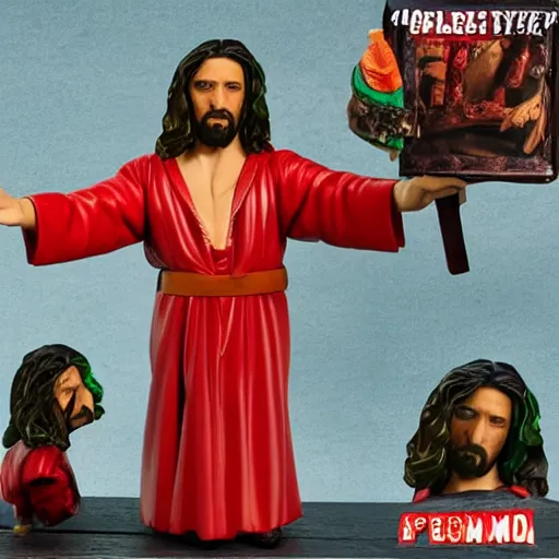 Prompt: 1 7 th century jesus stop motion vinyl action figure, plastic, toy, butcher billy style