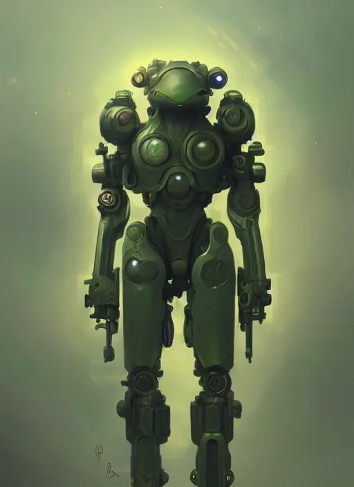 Prompt: a mech suit for frogs, diffuse lighting, fantasy, highly detailed, photorealistic, digital painting, artstation, illustration, concept art, smooth, sharp focus, in the style of tom bagshaw