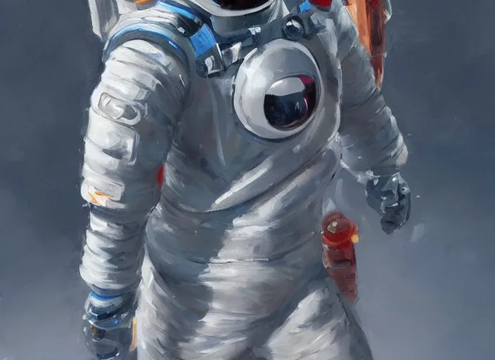 Prompt: space suit designed by apple, concept art oil painting by Jama Jurabaev, extremely detailed, brush hard, artstation