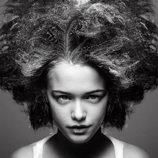 Image similar to hair, award winning black and white photography