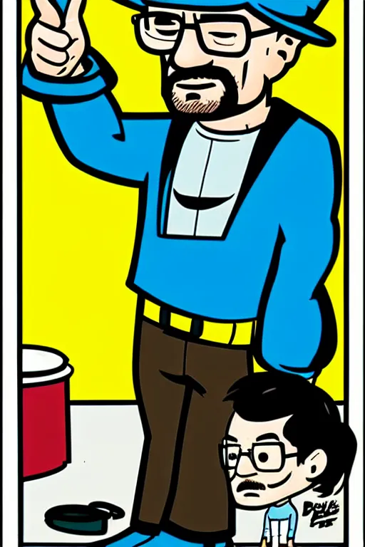 Prompt: walter white, in the style of dan parent, as drawn by dan parentfor archie comics,