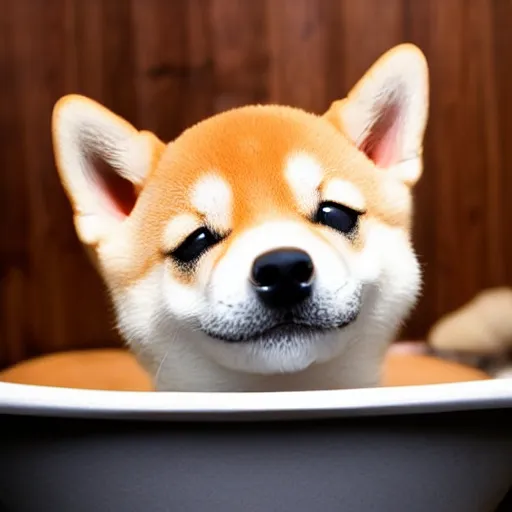 Image similar to Shiba inu puppy takes a bath