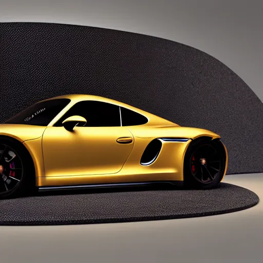 Image similar to Porsche designed by Apple, studio light, octane render