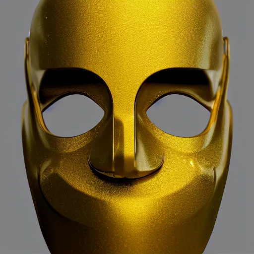 Image similar to gold plated face mask, octane render,