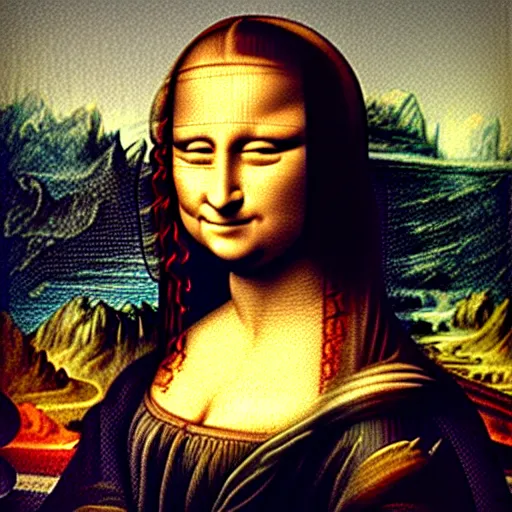 Image similar to mona lisa. crayon.