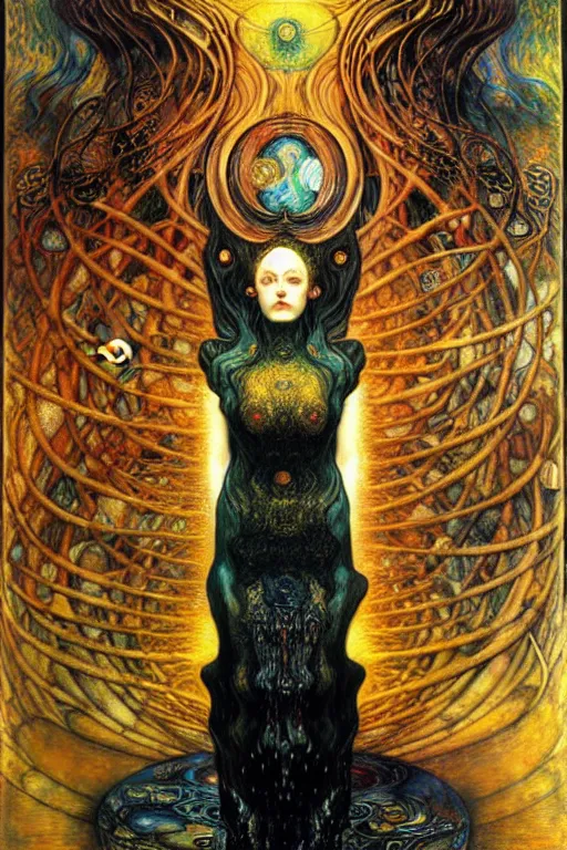 Image similar to Divine Chaos Engine by Karol Bak, Jean Delville, William Blake, Gustav Klimt, and Vincent Van Gogh, symbolist, visionary