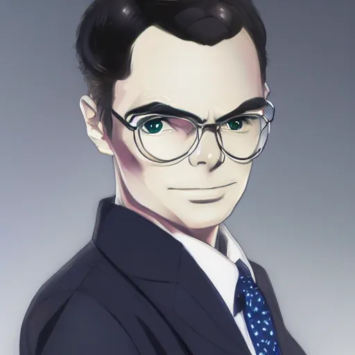 Prompt: portrait of alan turing, anime fantasy illustration by tomoyuki yamasaki, kyoto studio, madhouse, ufotable, trending on artstation