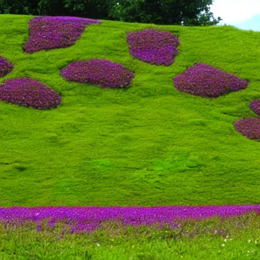 Image similar to slobber over clovers on the side of the hill, surreal