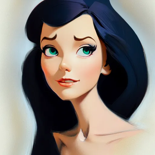 Image similar to 3 / 4 view of a portrait of a pretty woman with wings, confident pose, digital painting, artstation, concept art, smooth, sharp focus, illustration, trending on artstation, highly detailed, concept art, disney art by milt kahl, glen keane, marc davis, and eric goldbergmatte, trending on artstation h 6 4 0