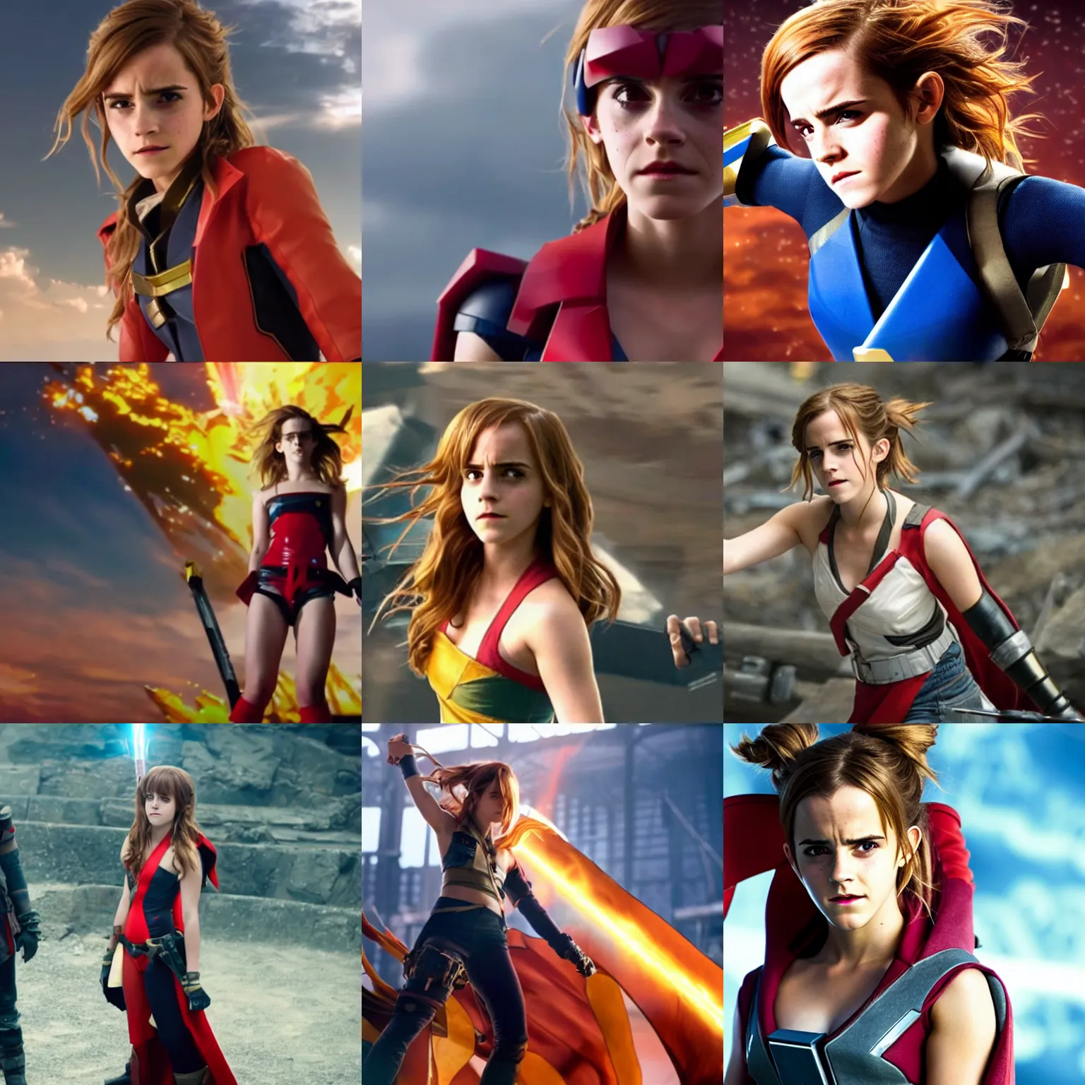 Prompt: Movie still of Emma Watson in Tengen toppa gurren lagann, live action