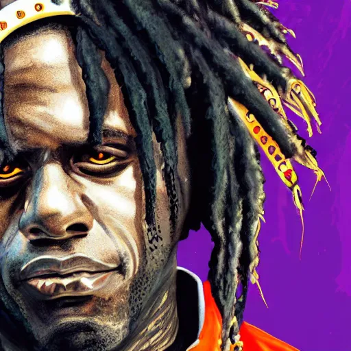 Image similar to chief keef in cyberpunk style digital art very detailed 4 k detailed super realistic