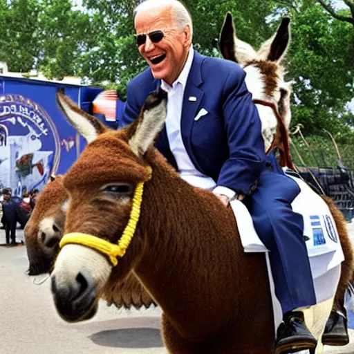 Image similar to biden riding a donkey