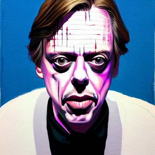 Image similar to Steve Buscemi, painted by Martine Johanna and Rafael Albuquerque, detailed brushstrokes