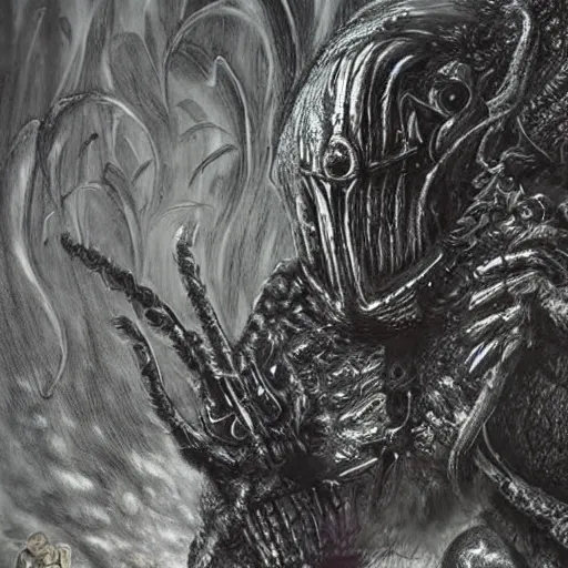 Prompt: a Dark Souls boss by h.r Giger, Dark Souls gameplay footage