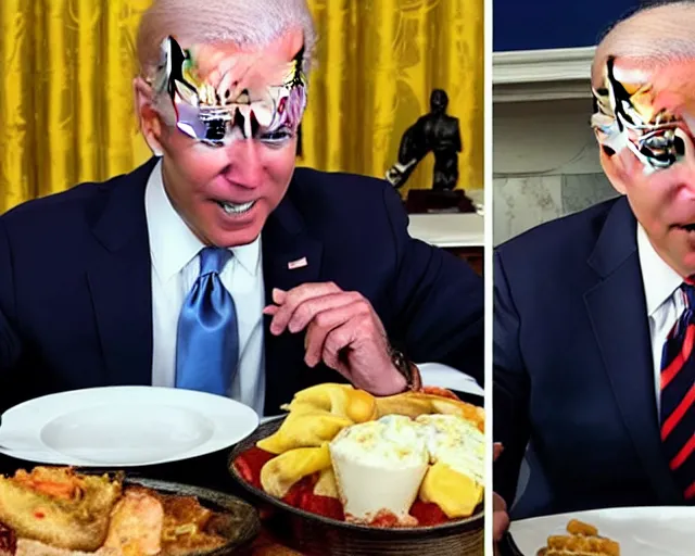 Prompt: joe biden mukbang thumbnail