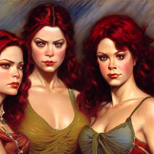 Prompt: the charmed ones as 3 brothers. highly detailed painting by gaston bussiere, craig mullins, j. c. leyendecker, 8 k