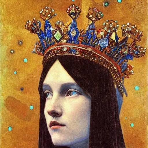 Image similar to the starry crown, by Annie Swynnerton and Nicholas Roerich, elaborate costume, rich color, dramatic cinematic lighting, smooth, sharp focus, extremely detailed