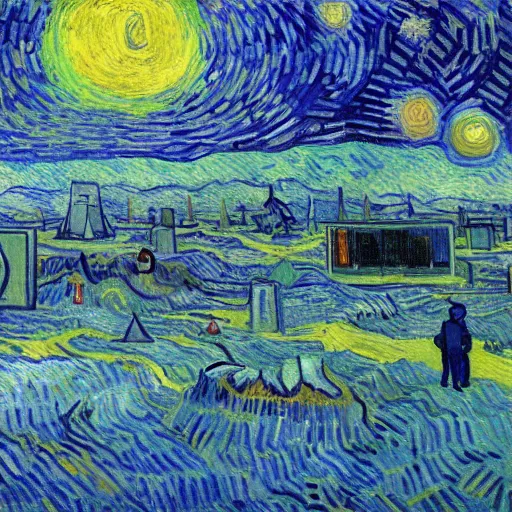 Prompt: a painting of a martian colony by vincent van gogh, featured on pixiv, futurism, sci - fi, post - impressionism, impressionism, painterly, detailed painting