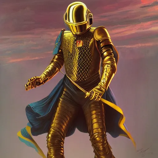Image similar to Daft Punk as fantasy D&D characters, portrait art by Donato Giancola and James Gurney, digital art, trending on artstation