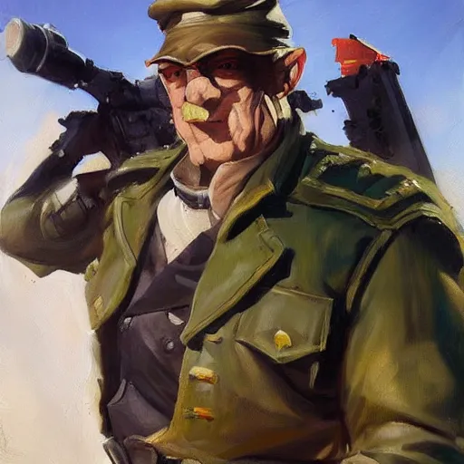 Image similar to greg manchess portrait painting of general morden from metal slug, medium shot, asymmetrical, profile picture, organic painting, sunny day, matte painting, bold shapes, hard edges, street art, trending on artstation, by huang guangjian and gil elvgren and sachin teng