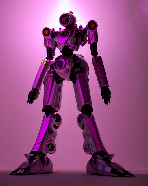 Image similar to hyperrealistic 3d render mecha iridescent pink concept art vray ute osterwald de chirico sharp cinematic very moody light 8k low angle shallow depth of field