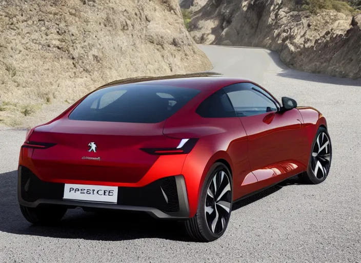 Prompt: peugeot coupe from 2 0 1 8, rear view