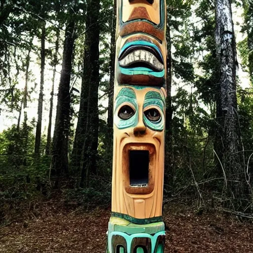 Image similar to check out this freaky totem i found in the woods. does anyone know what it is? 👀