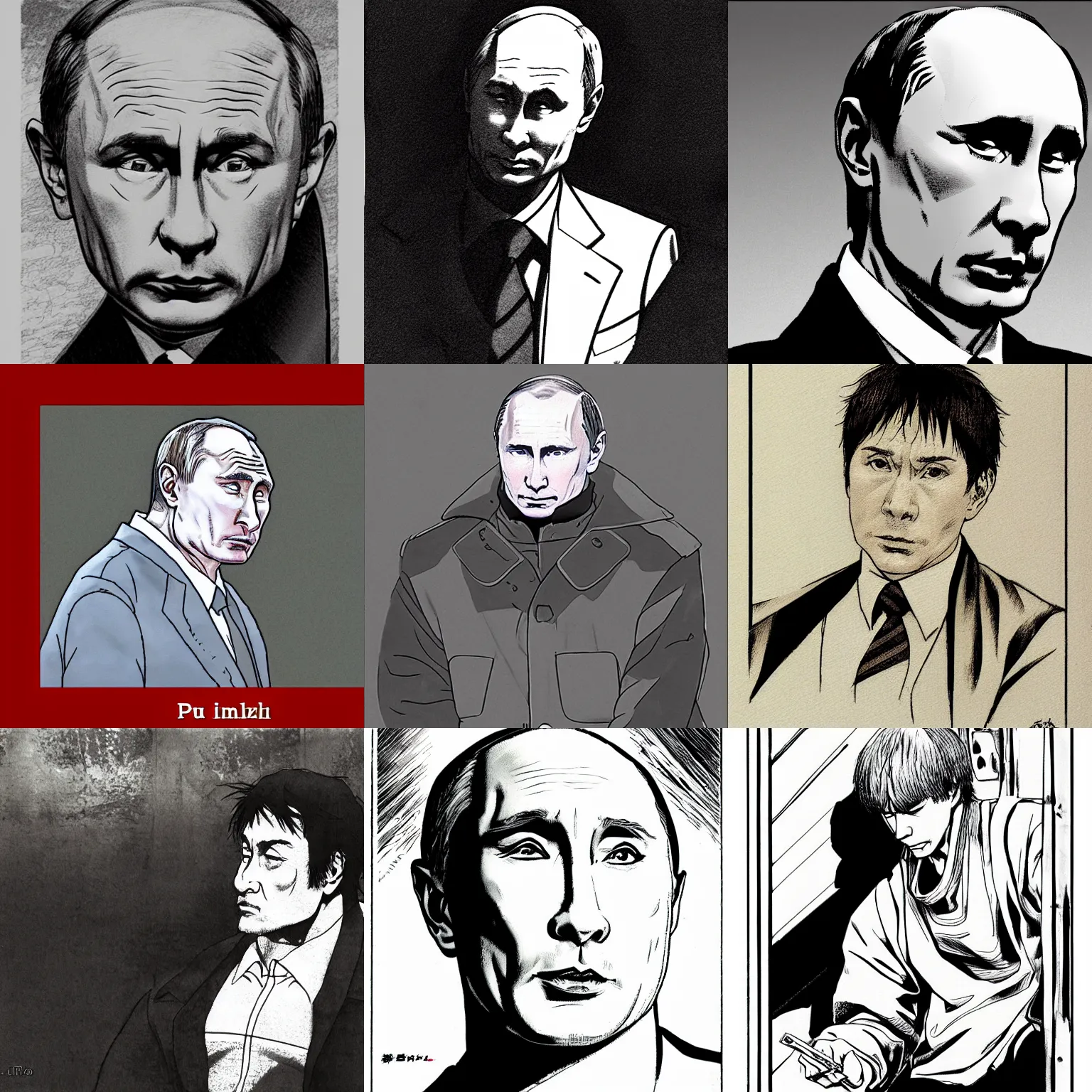 Prompt: Putin illustration by Takehiko Inoue, cinematic