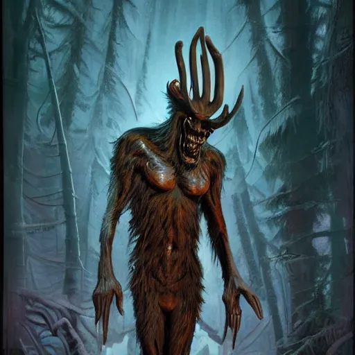 Image similar to wendigo from outer space, Darrell K Sweet, artstation, concept art, digital art