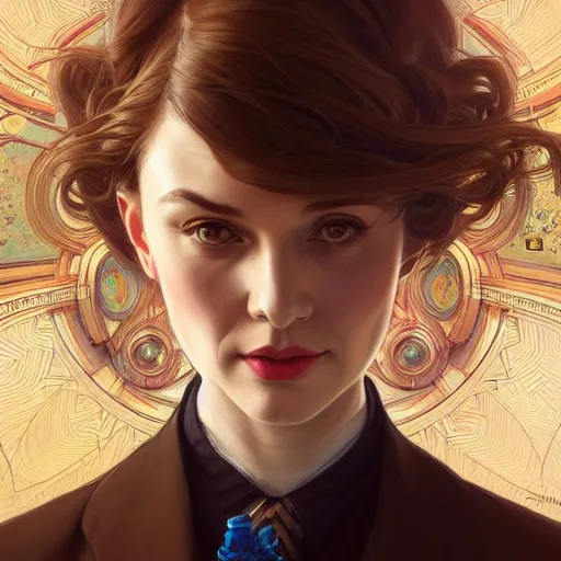 Image similar to perfectly - centered - portrait of a crazy secretary, intricate, highly detailed, digital painting, artstation, concept art, smooth, sharp focus, illustration, unreal engine 5, 8 k, art by artgerm and greg rutkowski and alphonse mucha