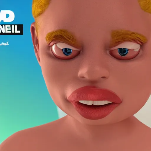Image similar to a 3 d render a horrific xyzal allergy commercial