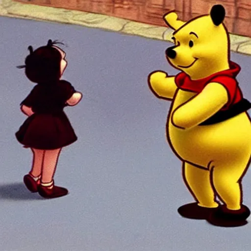 Image similar to Winnie the Pooh addressing the public