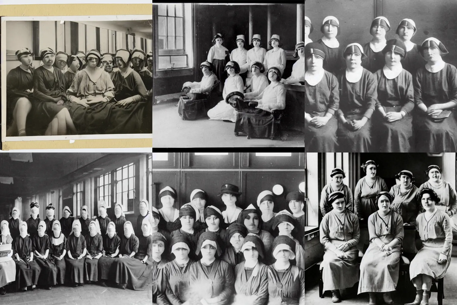 Prompt: photo of a group of female nurses, working in a hospital 1920